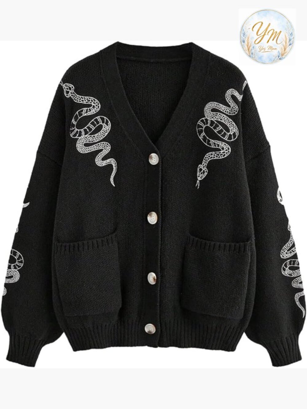 Cropped Cardigan V-Neck Button Down Knitwear Long Sleeve Floral Embroidery Boho